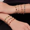 Elegantes Armband- und Halskettenset aus 5A-Zirkonia-Edelstahl mit farbigen Diamantquasten-Ohrringen