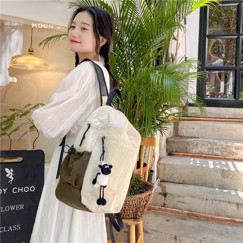 Girls summer travel backpack nylon backpack casual fashion lightweight solid color college student class bag