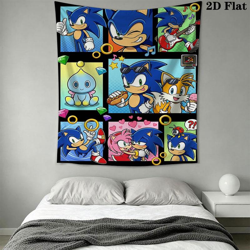 Hedgehog Sonic Bend Wall Hanging Printed Fabric Blanket Decorative Tapestries for Bedroom Living Room Home Decor