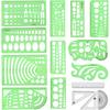 Angrox Geometric Drawings Templates Measuring Geometry Rulers 15 Pcs with 1 Pack File Bag for Design School Studying Office Building…