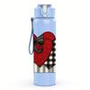 1PC Checkered Heart Ribbon 750ml Color Plastic Sports Water Bottle Leakproof Flip Straw Lid For Sports Office Home Use