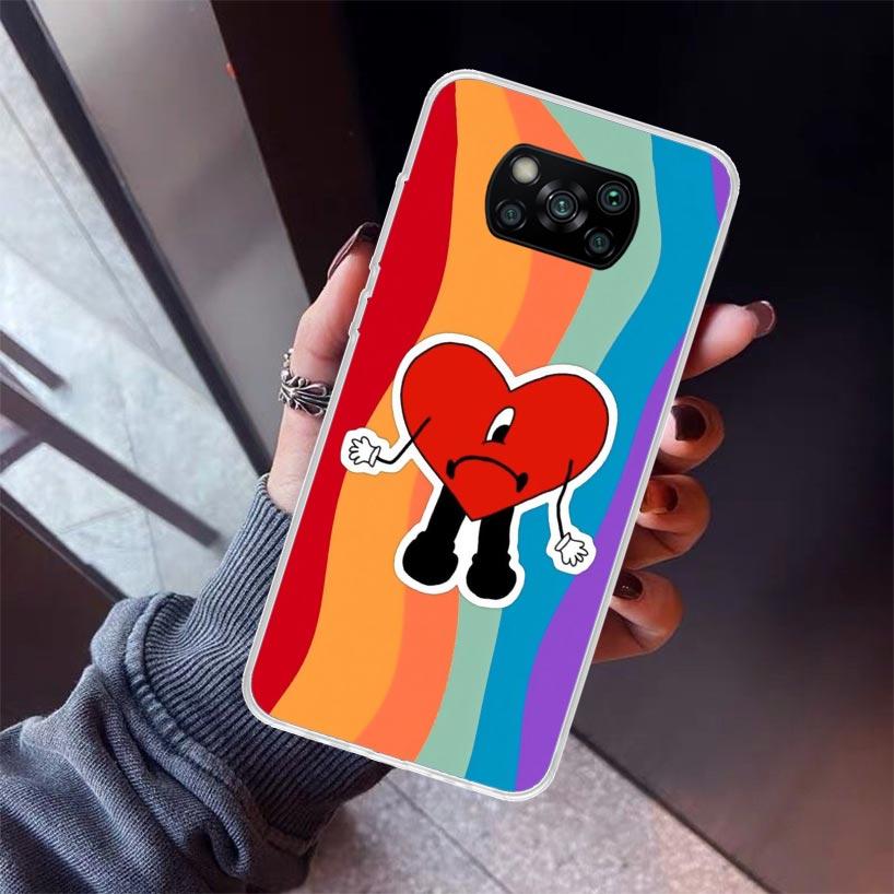 Bad Bunny Heart Phone Case For Xiaomi Poco X7 X6 X5 Pro F7 Ultra Redmi 15C 15 13 13C 12 12C 10 10A 10C 9 9A 9C 9T Shell Poco X7