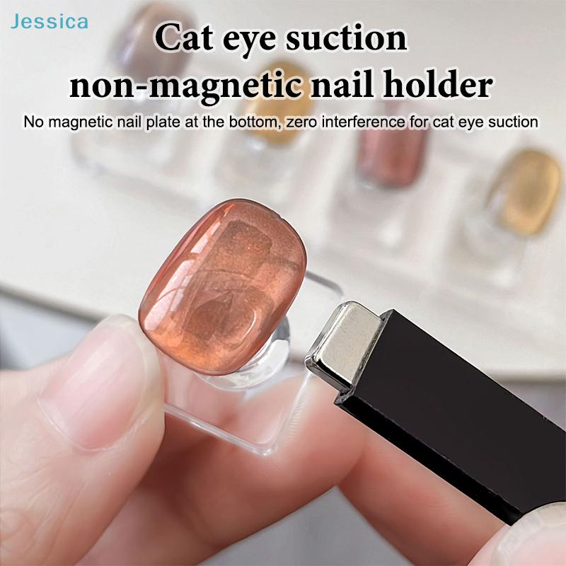 Non-Magnetic Nail Art Gem Holders - Clear Acrylic Stands for Cat Eye Rhinestones & Nail Decor