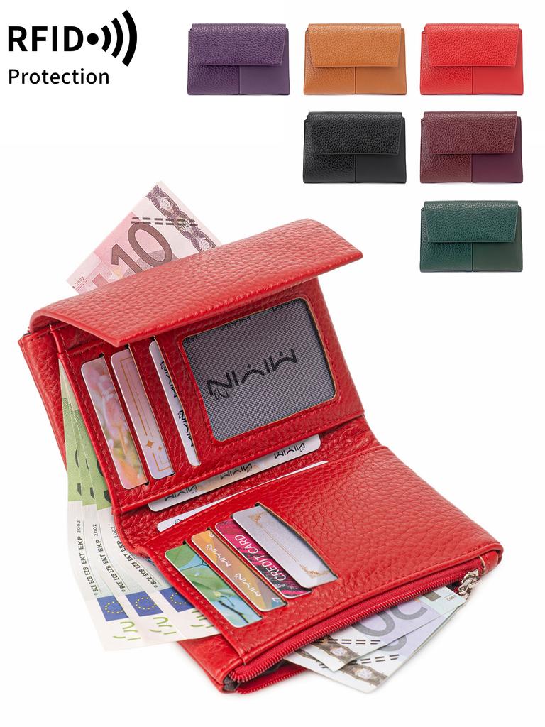 RFIDshielded women's wallet stylish bifold folding largecapacity credit card holder coin purse double zipper women's hand wallet