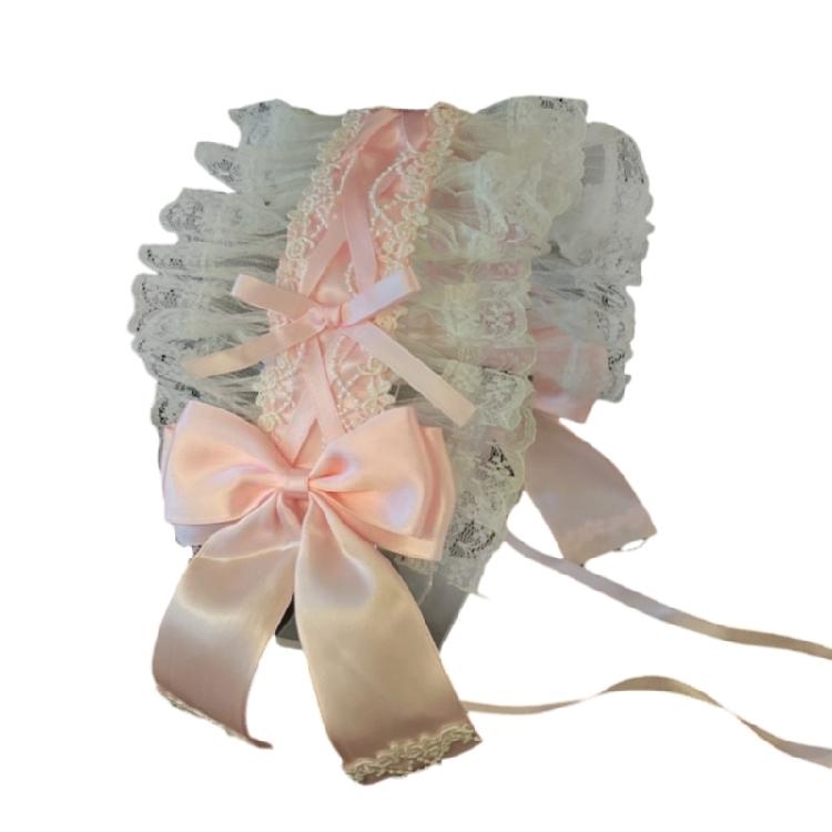 French Maid Headdress Bowknot Lace Headband Ruffle Lace Headpiece Lolitas Lace Bowknot Headwear Hair Accessories Gifts