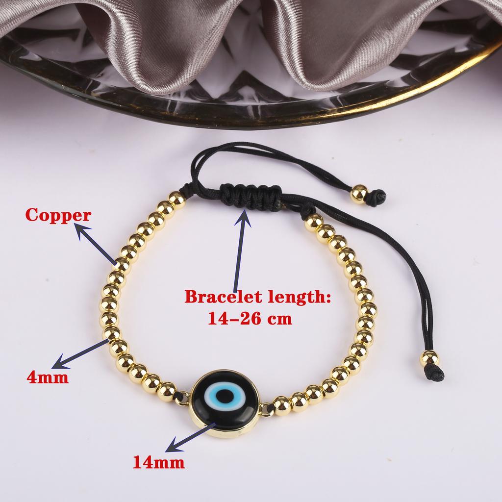 10 Colors Gold Plated Copper Beads Braided Evil Eyes Glaze Luxury Bracelet for Woman Girl Fashion Ward Off Evil Jewelry