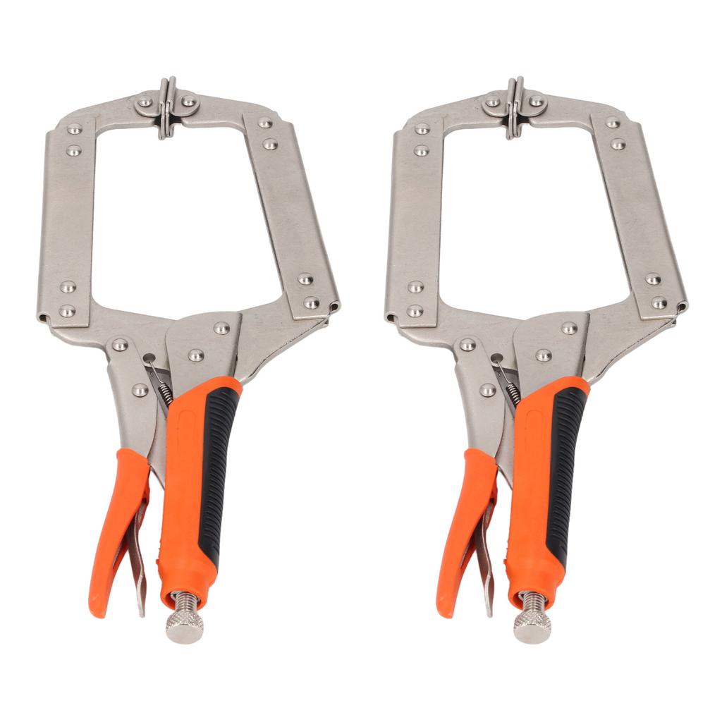 2Pcs Locking C Clamp Pliers Set Heavy Duty Woodworking Face Clamp with Rotating Pads for Welding