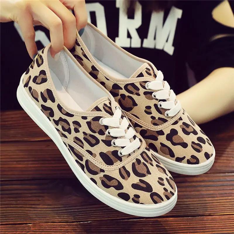 Fashion Leopard Print Canvas Shoes for Women Cheap Fashion 2025 High Quality Aesthetic Light Walking Designer Luxury 39 Woman Footwear