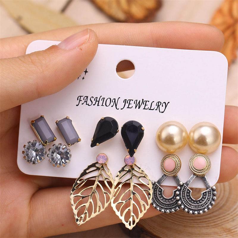 Ladiy 6Pairs Women Fashion Geometry Leaf Hollow Out Stud Drop Earrings Set Stud Ladiy 6Pairs Women Fashion Geometry Leaf Hollow Out Stud Drop Earrings Set Stud