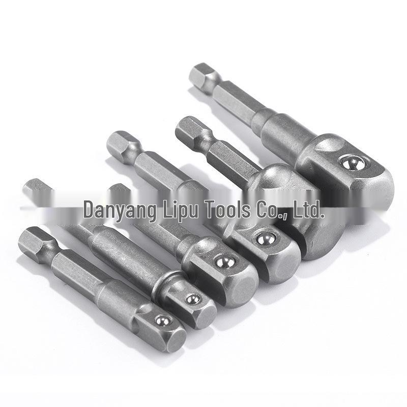 8-Piece Natural Color Electric Screwdriver Adapter Set: Includes 1/2" Square Head, 3/8", and 1/4" Hexagonal Rods.