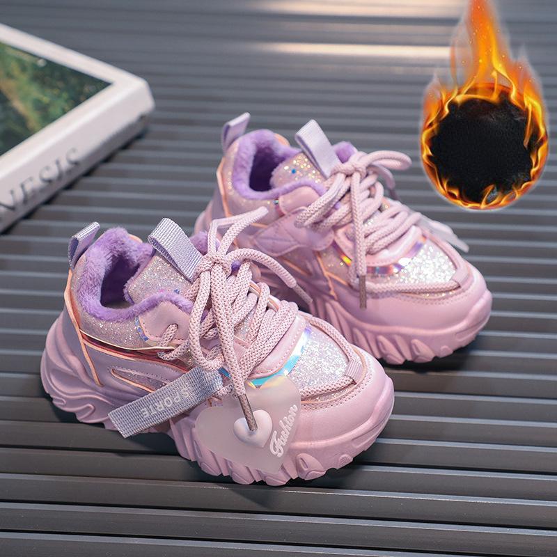 Zapatillas de deporte con lentejuelas para niñas, zapatos para niños, moda para bebés, zapatos deportivos cálidos para correr