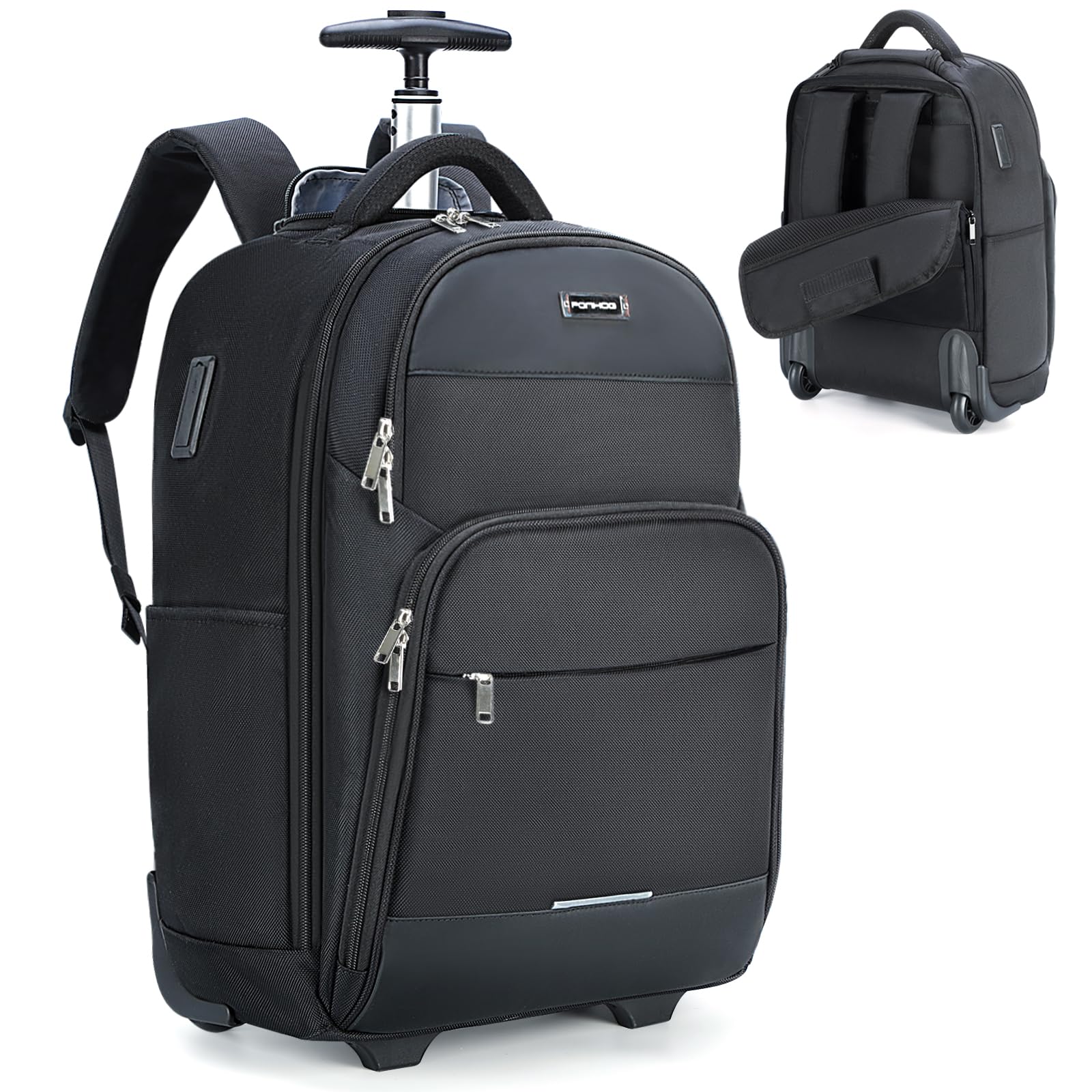 

Carry Backpack Large Capacity 30L Inch PC Backpack with Adjustable 2 USB Charging 3 Layer Stain Business Business Black [Lekesky] - 15.6 Casters,