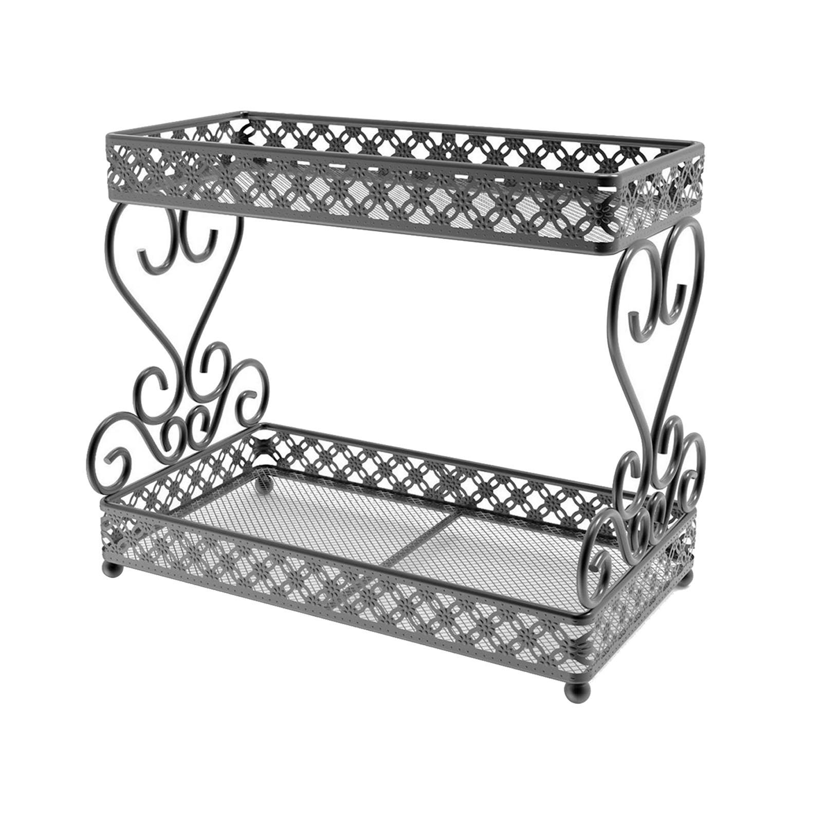 Outsideworld Unisex Black Double Layer Cosmetic Organizer Makeup Lipstick Large Capacity Storage Rack For Bedroom