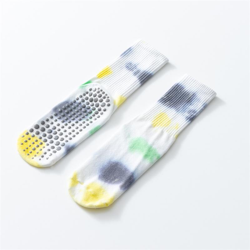 New Printed and Dyed Yoga Calf Socks Cotton Anti Slip and Contrasting Color Floor Socks