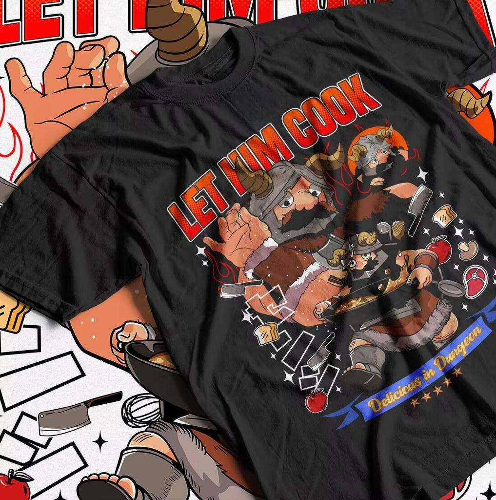 Högkvalitativ Anime Tecknad Klassisk T-shirt Män Kvinnor Delicious in Dungeons Tryck Bomull Casual Toppar Gåva för Animeälskare Tröja