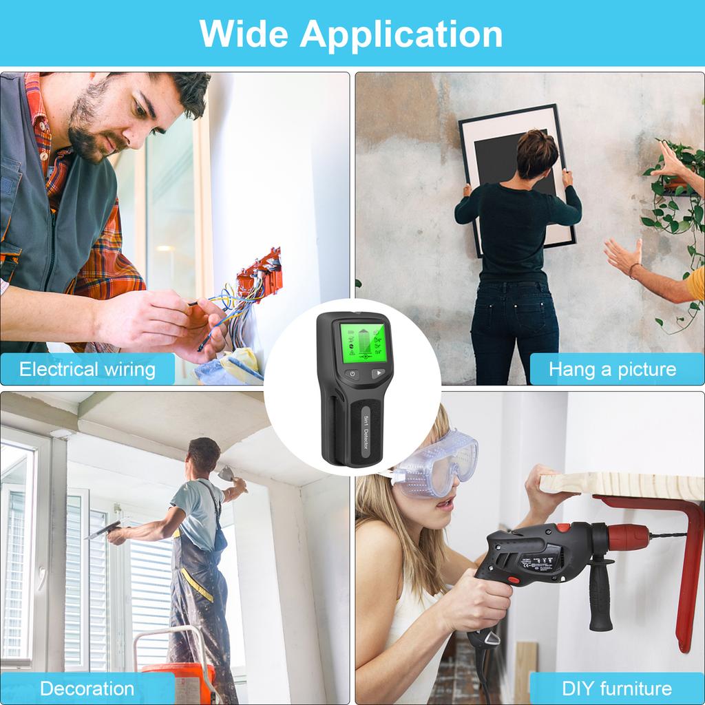 Stud Finder Wall Scanner - 5 in 1 Electronic Stud Detector with HD LCD Display, Wood AC Wire Metal Studs Detection