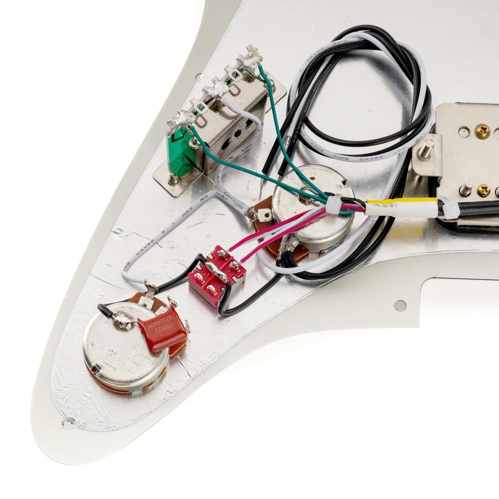 Musiclily Pro SE Prewired Pickguard Alnico 5 Humbucker and Mini Toggle Switch Set for Strat Electric Guitar Aged White ST-HH-OMHA 3-Ply