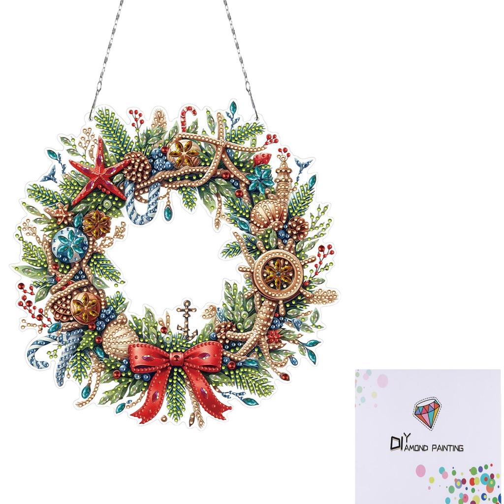 Xmas Theme 2D/Flat DIY Rhinestone Diamond Art Window Pendants Diamond Painting Set Special Shape Wall Decor for Home & Windows