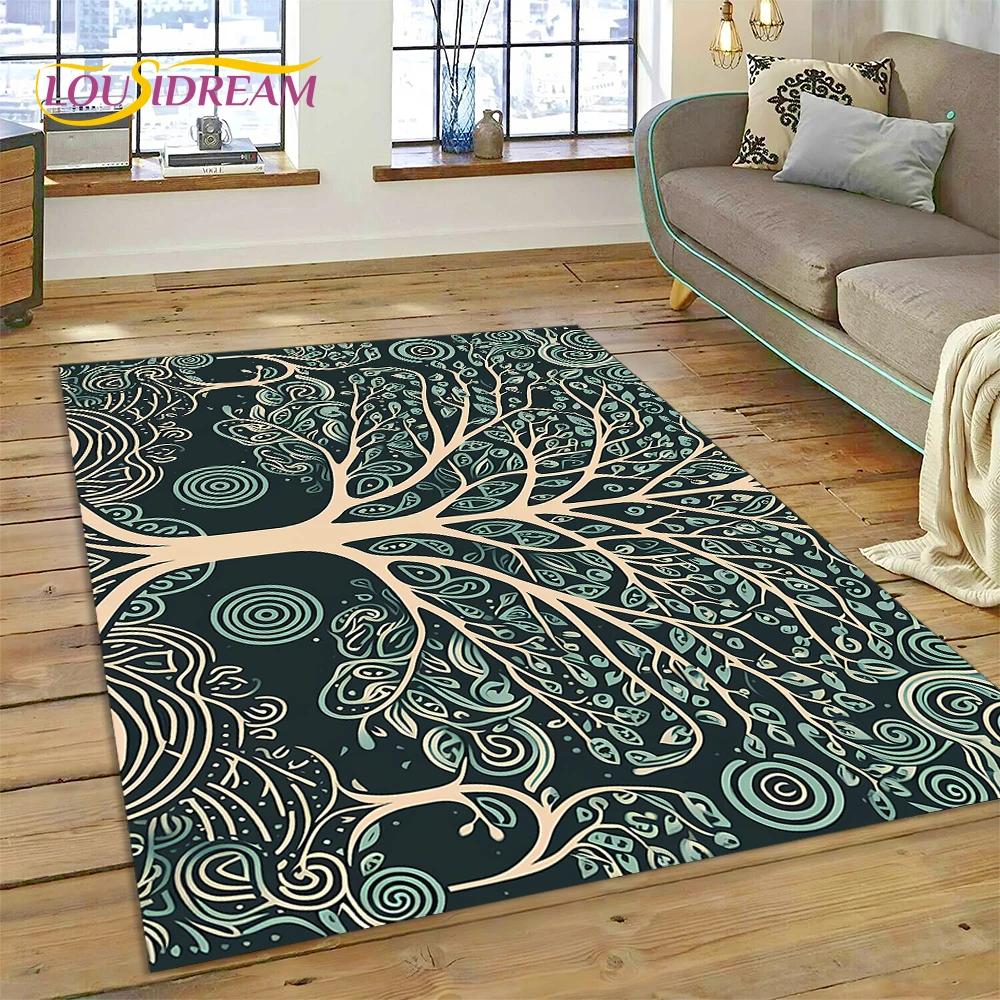 Tree of Life Nature Viking Yggdrasil Norse Carpet Rug for Bedroom Living Room Home Sofa Decoration,Child Large Decor Floor Mat