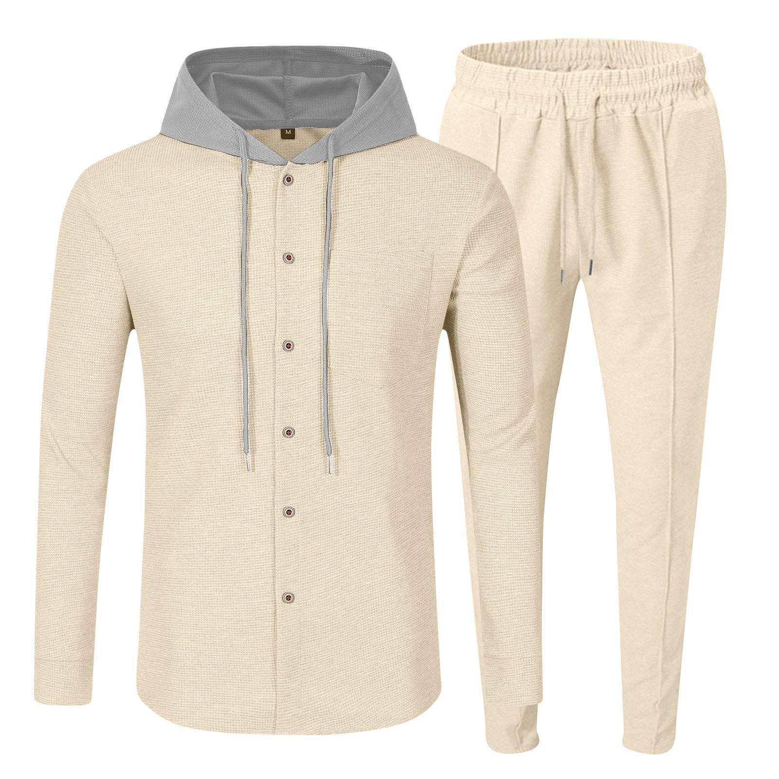 

Мужская зимняя повседневная теплая толстовка с капюшоном на пуговицах, мужские спортивные брюки с капюшоном L хаки