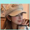 Cotton Cat Eared Beret Hat With Embroidered Letters For Spring And Fall Casual Wear