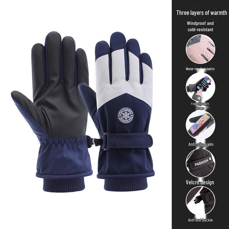 Guanti da sci invernali unisex: Foderato in Velluto, Touchscreen, Antivento e Antifreddo per Sport all'Aperto