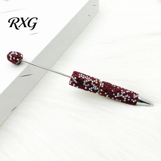 DIY Beadable Pen Set Diamond Pens, Bling Rhinestone Beaded Bead Pen, Crystal Shaft Ballpoint Black Ink Pens for Decorations Office School Supplies