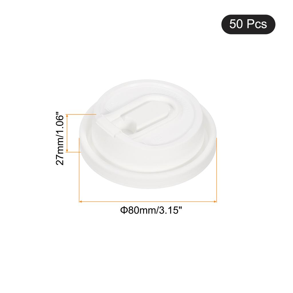 50 Stück Einweg-Kaffeebecher Deckel 80mm Plastikdeckel für 8OZ Kaffeebecher Geeignet für kalte und heiße Getränke Milchtee Weiß Schwarz