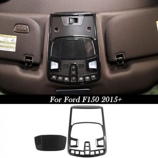 Front Reading Light Switch For Ford F-150 2015-20 Cover Trim 2* ABS Carbon Fiber