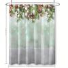 Light Green Pine Branch Christmas Pattern Shower Curtain Set, Polyester Fabric With Hooks, Suitable For Bathroom Decoration