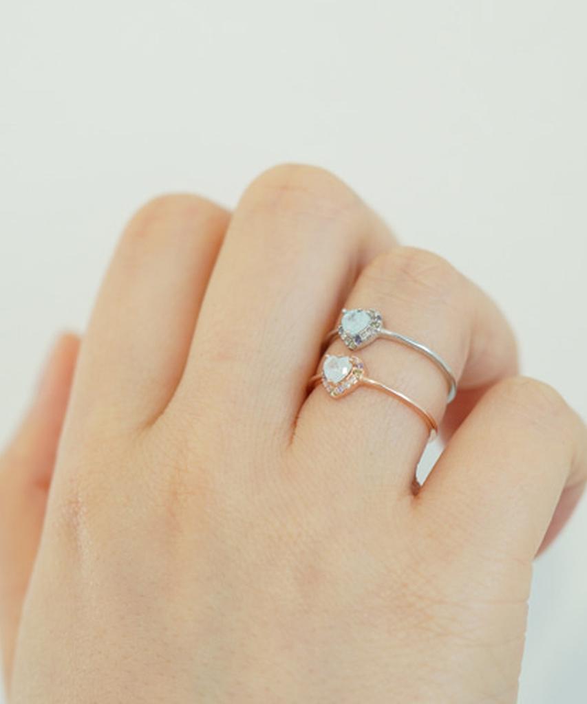 Alleun Silver 925 Layered Cubic Heart Ring
