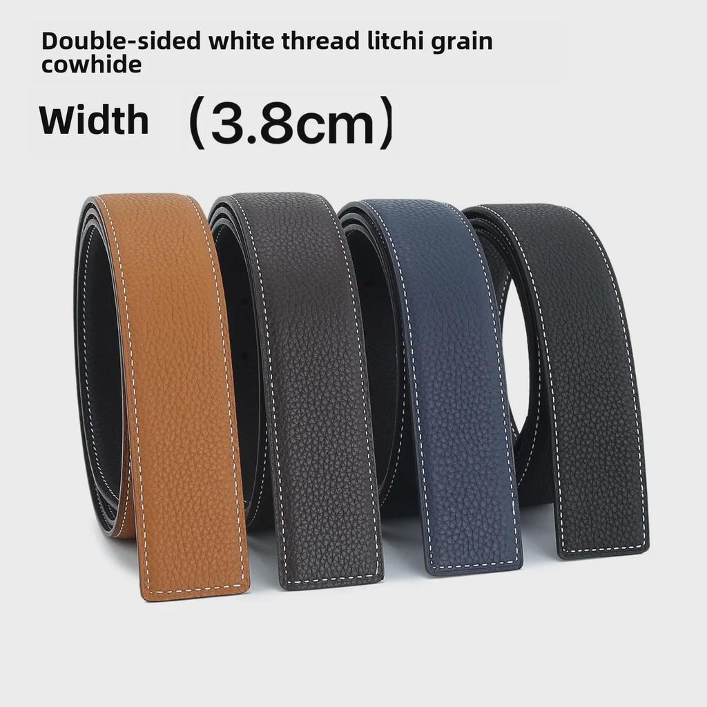 Versatile Men's 3.8cm Double-Sided Pure Cowhide Belt (Head Not Included)