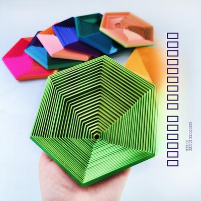 Hexagonal 3D Printed Stacking Puzzle Music Box Illusory Rotating Fidget Toy Adult Stress Relief Decoration Magic Illusion Gift