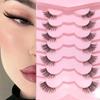 European & American Fox-Eye Slanted False Eyelashes, Dense & Curled, Synthetic Fiber Half Lashes - 10 Pairs