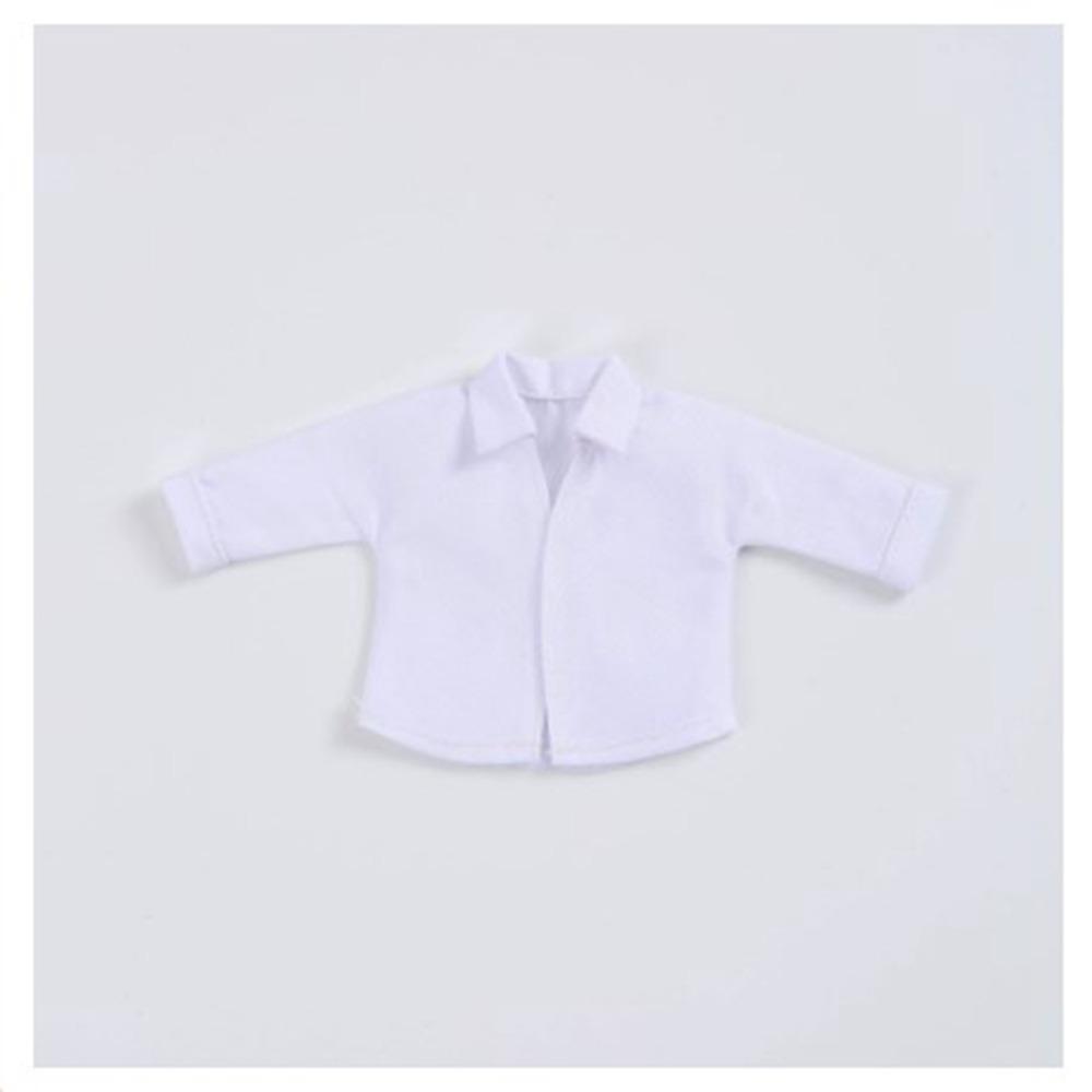 Solid Color 1/12 Scale Casual Shirt Loose Fashion Long Sleeved Shirt Cute Black/White for 6'' Figure Doll