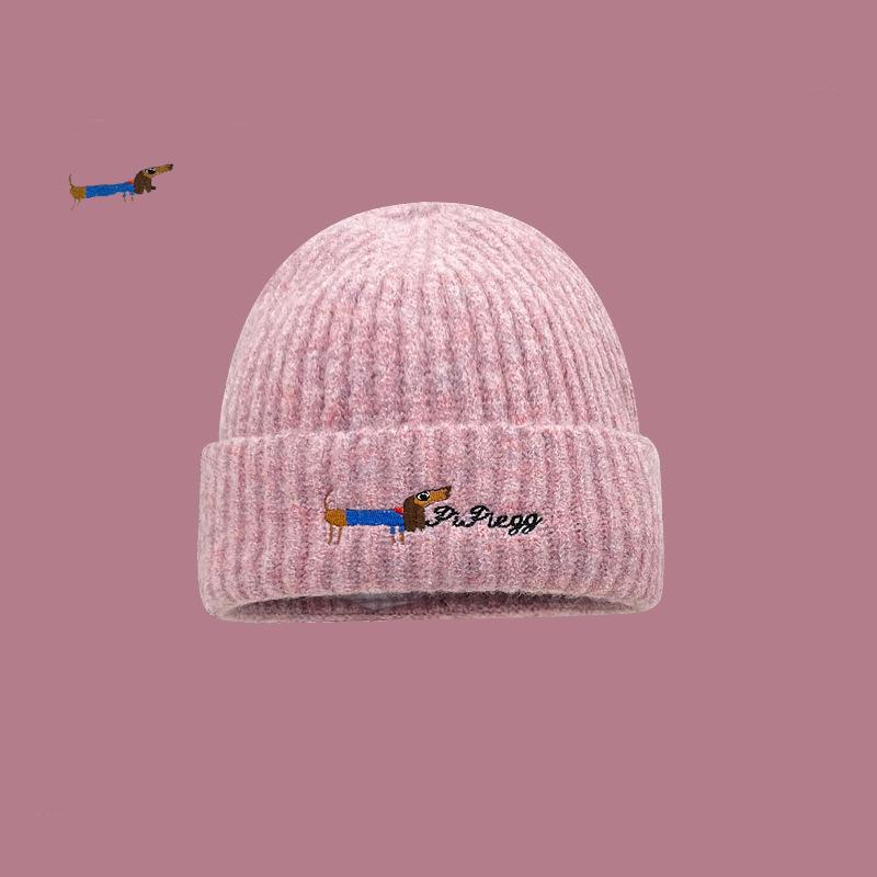 Cute Sausage Puppy Knitted Hat Children Autumn and Winter Thickened Warm Ear Protection Head Pullover Hat Shows Small Face