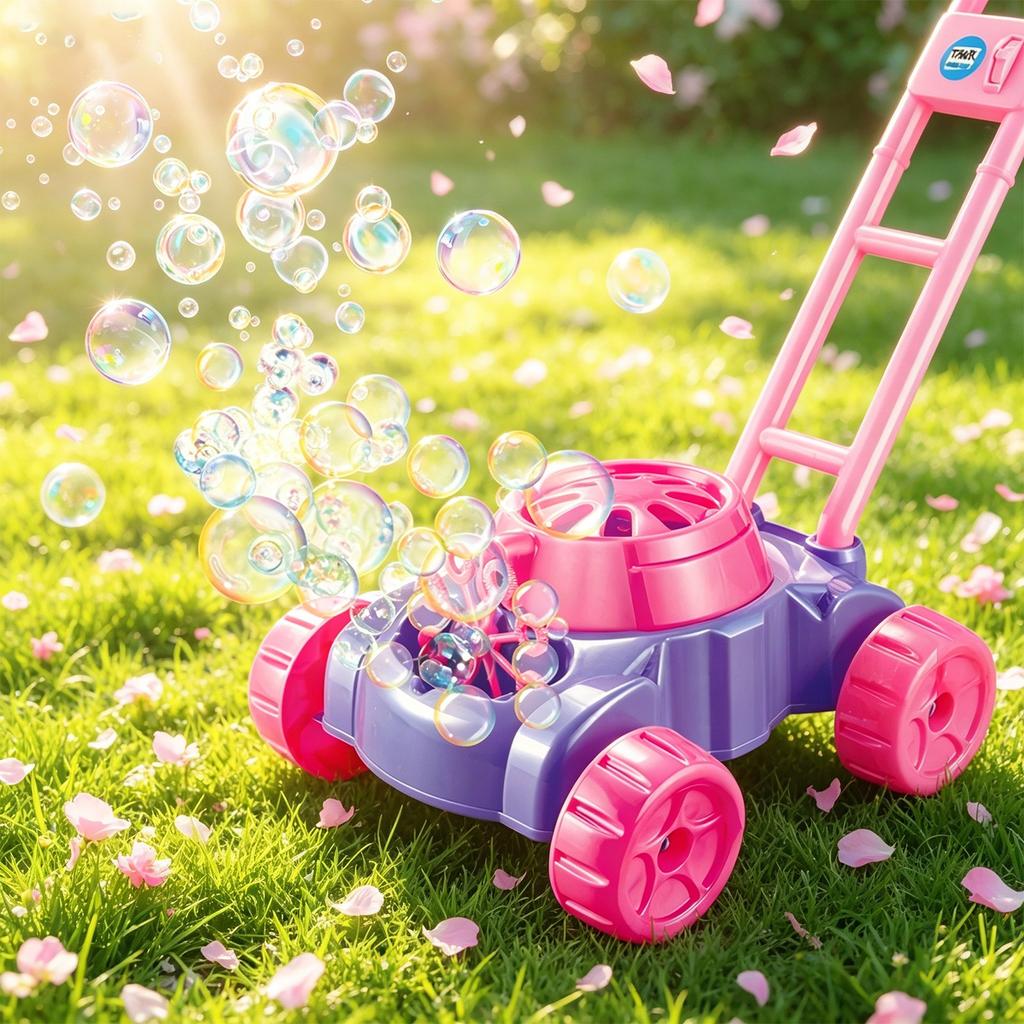 Electric Bubble Cart Toy with 110ml Bubble Solution Capacity Battery Operated Bubble Machine Push Walker Outdoor Fun Toy for Kids