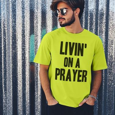 Livin On A Prayer T-shirt Gepersonaliseerd Fancy Dress Weekendfeest 80s Bon Jovi