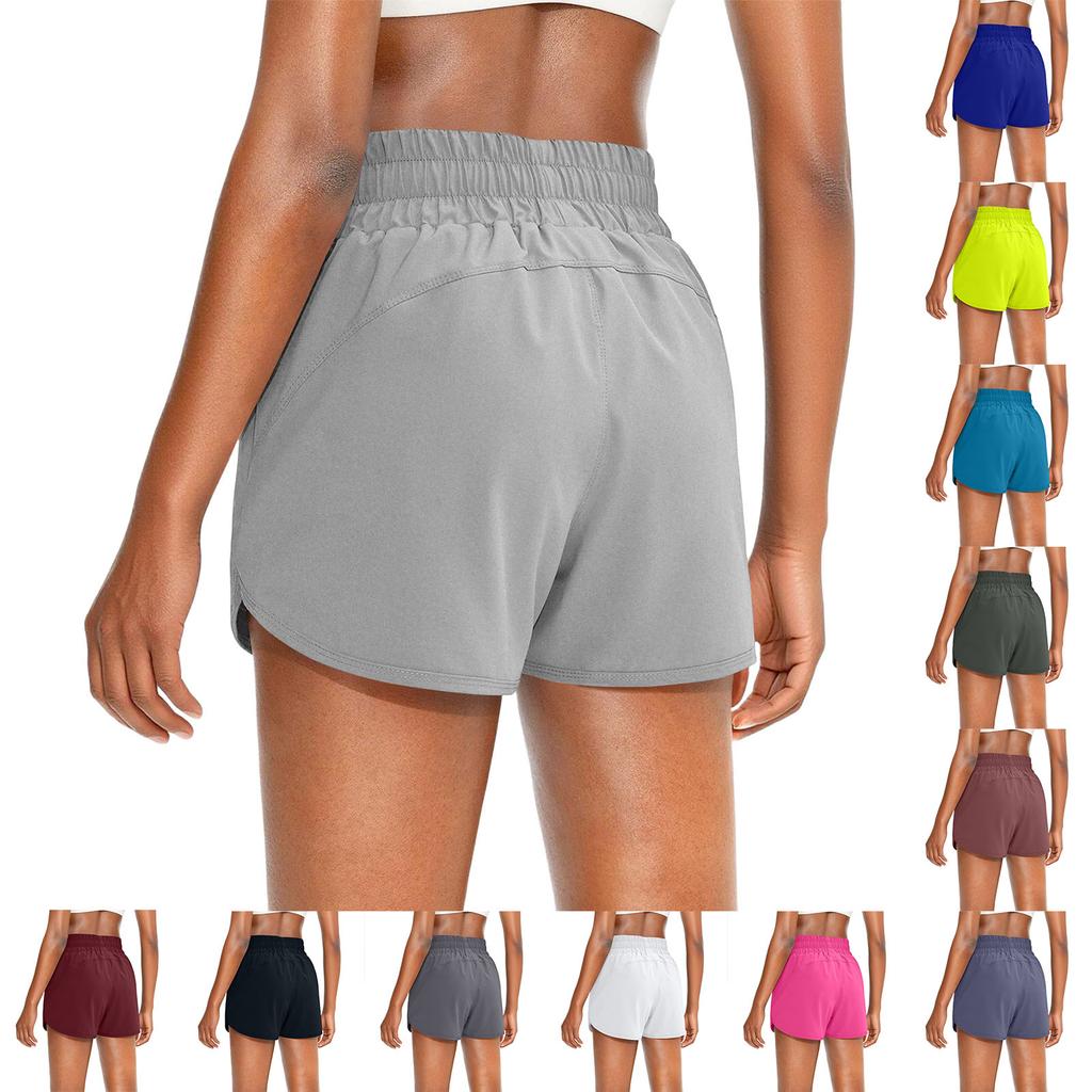 Women's High Waist Elastic Waistband Sport Shorts with Pockets Lightweight Running Casual Activewear Bottoms