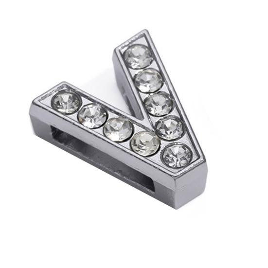 Rhinestone Letter Beads Alloy A To Z Charms Slide Letter Charms Small Spacer Beads for DIY Jewelry Making Keychain Cell Phone Chain Bracelet Craft