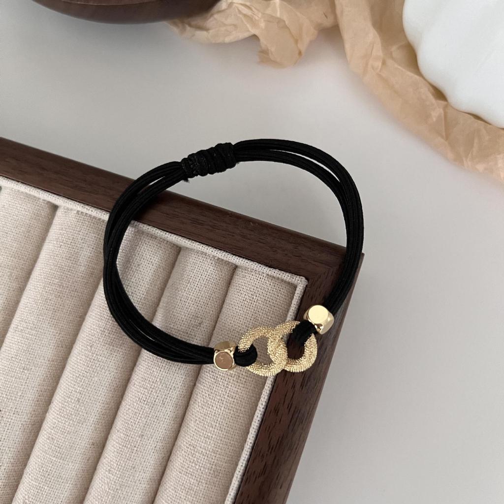 Korean Style Metal Buckle Double Strand Elastic Hair Tie Scrunchie