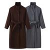 European and American Style, French Style, Women's Clothing, Fashionable and Versatile Stand-up Collar Belt Belt Extended Woolen Coat