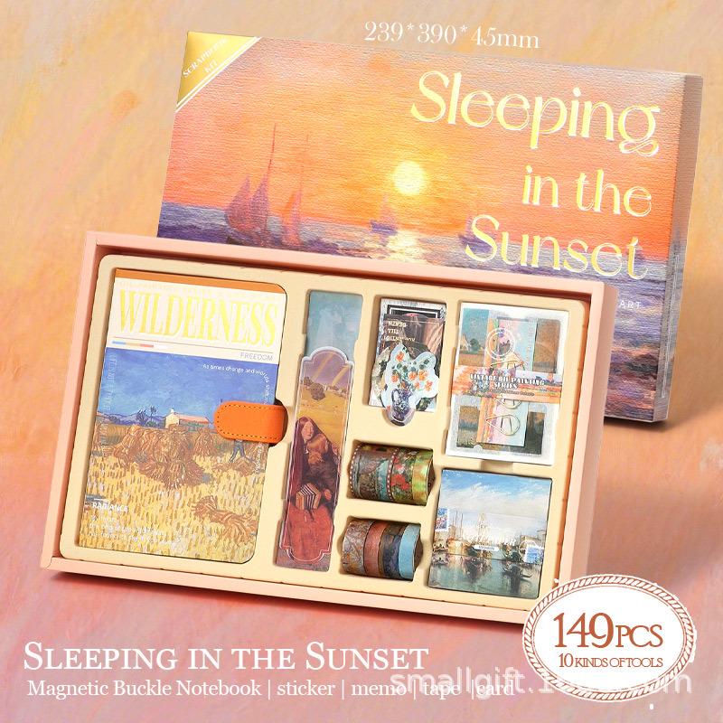 Xin Mo Retro Oil Painting Journal Set: High Aesthetic Cute Notebook for Gentle Girls