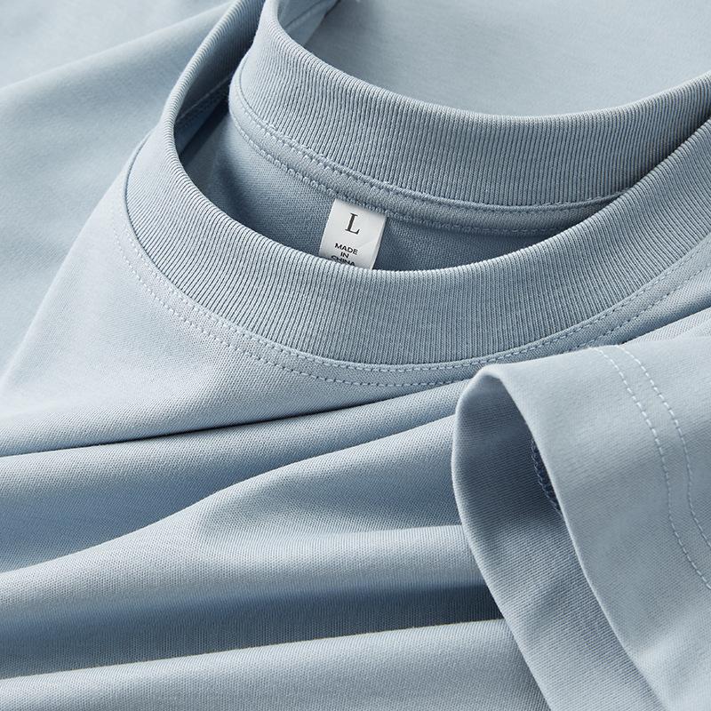 

Футболка из мягкого хлопка с короткими рукавами и круглым вырезом, жидкий аммиак, 60 шт., длинноволокнистый хлопок, однотонная, синяя, мужская одежда, повседневная, Ice Silk, прилив 3XL озеро синий