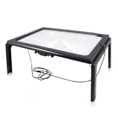 3x für Riesige Freihändige Desktop-Lupe mit 4 LED-Leuchten Lesen Nähen Stricken Linse A4 Vollseite Groß