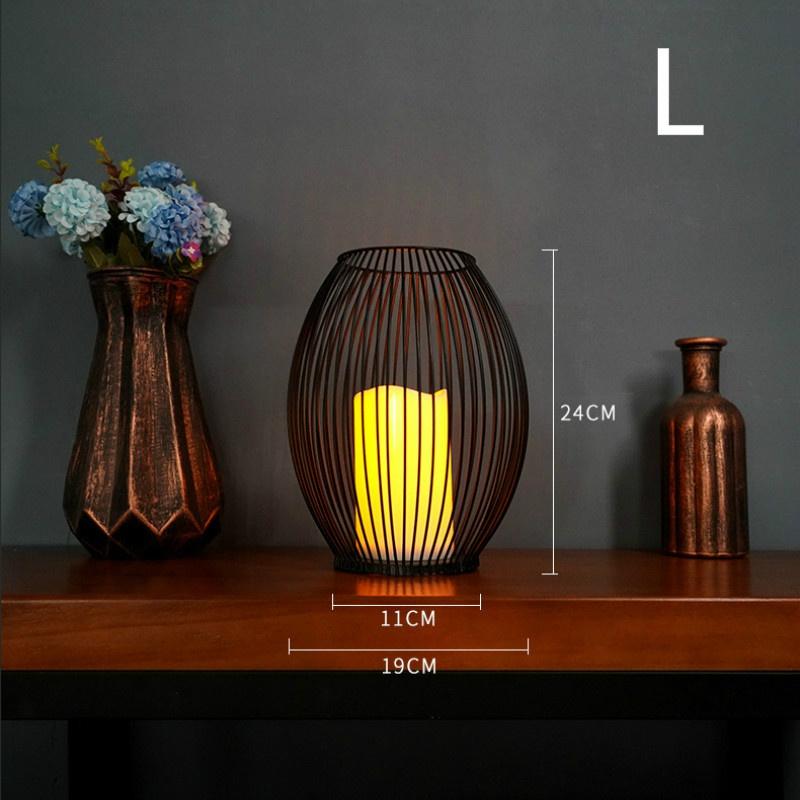 İskandinav Minimalist Ferforje Dekorasyon Gece Lambası Led Simülasyon Mum Kahve Restoran Yaratıcı Kapalı Ev El Sanatları