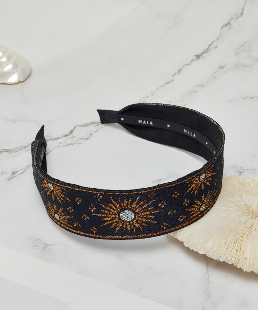 Maia Retro Pearl Headband - Brown