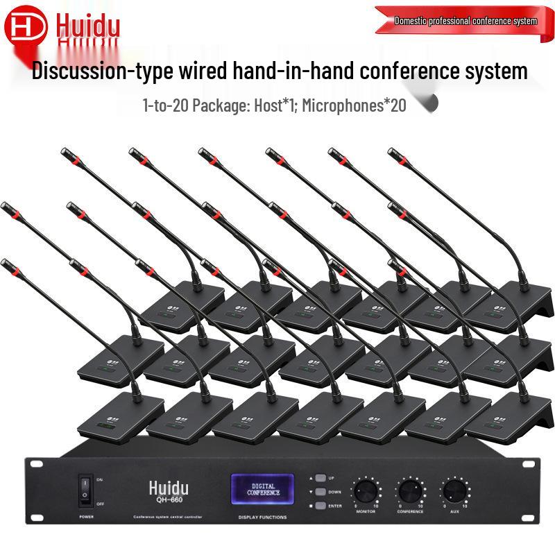 HuiDu QH-660 Wired Conference Desktop Microphone with Square Tube