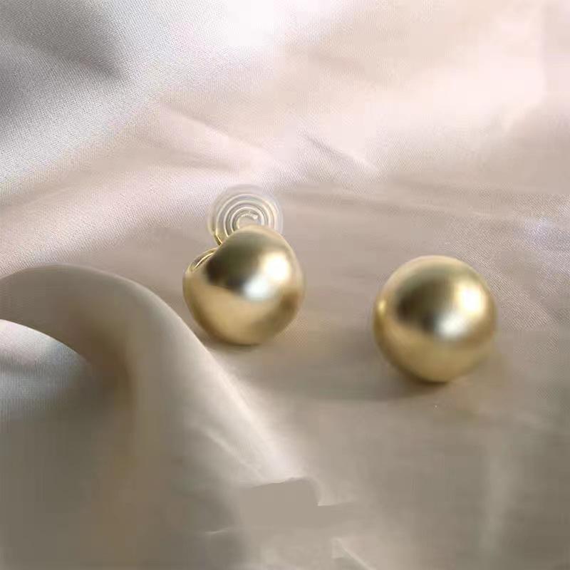 Orecchini A Clip Donna Placcati Oro Opaco – Cuore Geometrico Con Perla – Pendenti Ipoallergenici – 4,5 Cm - 2