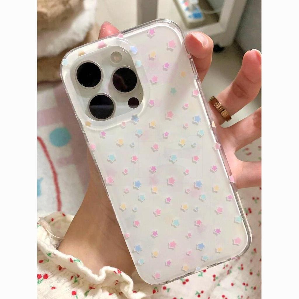 Colorful Star Double Layer White Print Phone Case for Apple 16 Pro Max